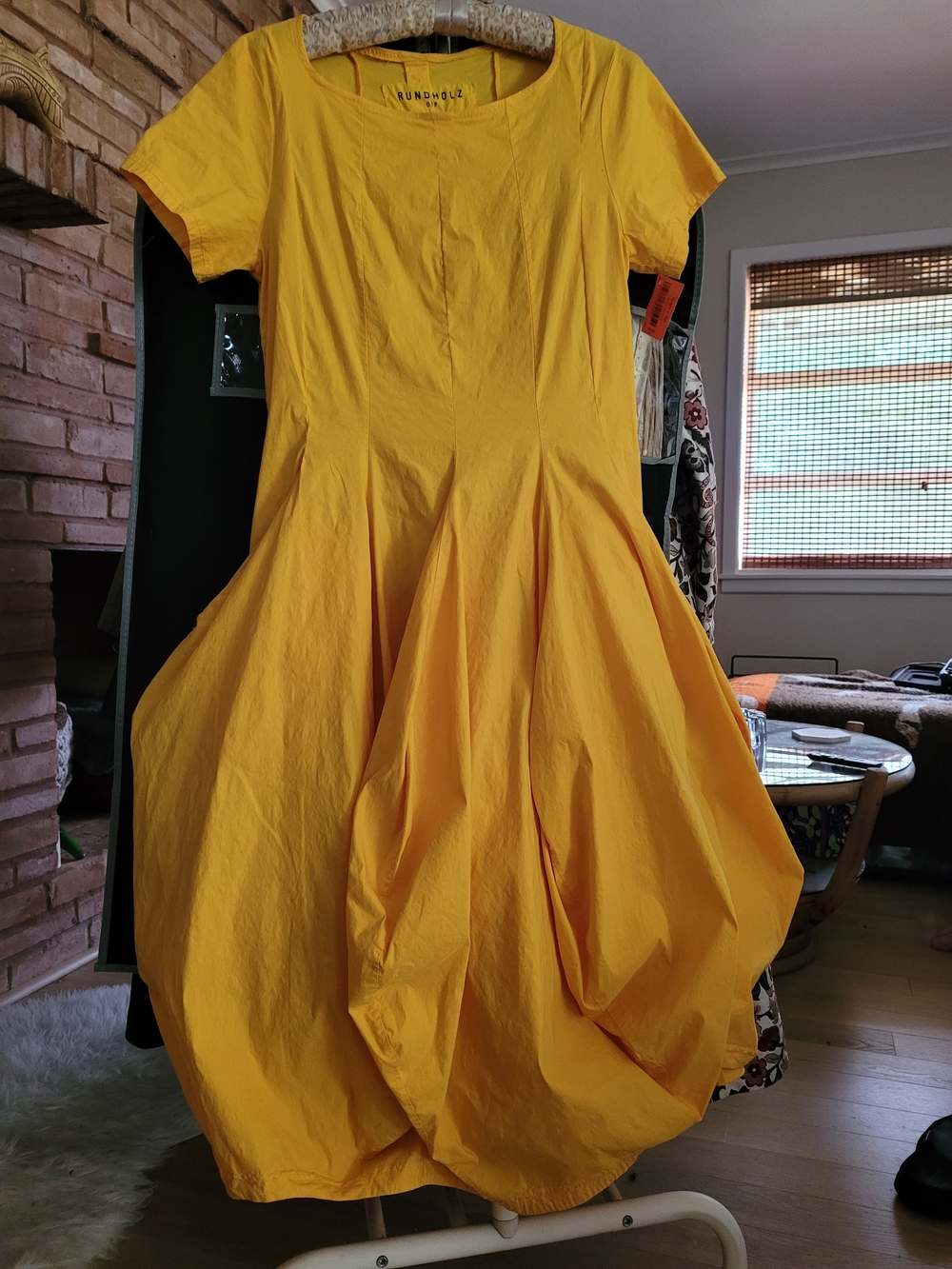 Rundholz Yellow Short-Sleeve Midi Balloon Dress Sz M- RARE SEASONAL